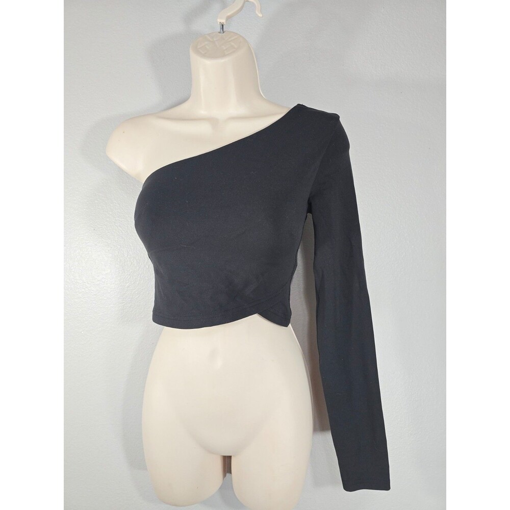 Lululemon Align Asymmetrical Long Sleeve Size 2 Shirt Top Black athletic BW